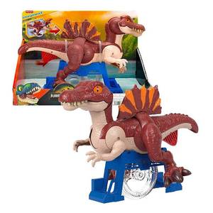 lot 41169 image: Fisher-Price Imaginext Jurassic World Rebirth Sprinting Spinosaurus Dinosaur Toy with Lunge and Chomp