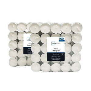 lot 41200 image: Mainstays White Unscented IndoorOutdoor Tealight Candles 100 Count