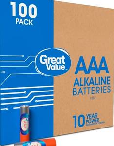lot 41201 image: Great Value Alkaline AAA Batteries (100 Pack)