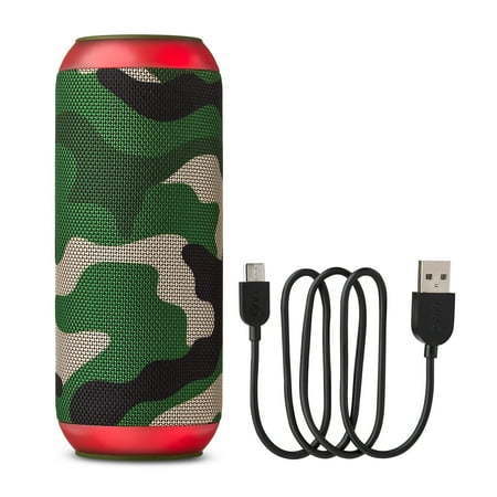 lot 33850 image: onn Large Rugged Speaker with Bluetooth Wireless Technology and LED Lighting  -Camo