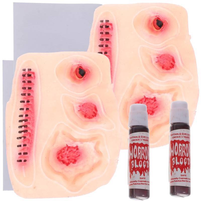 lot 34330 image: 2pcs Scar Temporary Stickers Latex Fake Wounds Makeup Stickers Halloween 3d Apparel Prom Props