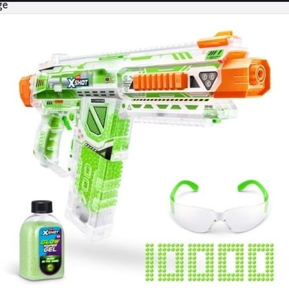 lot 35891 image: XSHOT Hyper Gel Glow Nightmare Blaster (o10 000 Pellets) Outdoor Glow Blaster by ZURU for Ages 14
