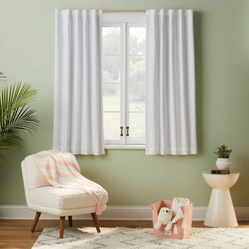 lot 33046 image: 63 Blackout Twill Solid Kids Panel White - Pillowfort