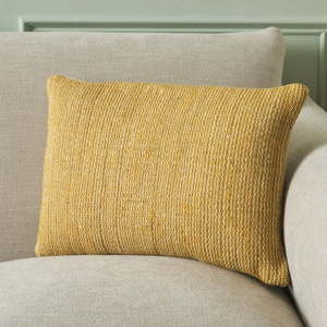 lot 36314 image: Safavieh Deni 14 x 20  Contemporary Jute Decorative Pillows  MustardIvory