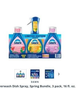 lot 36318 image: Dawn Powerwash Dish Spray Spring Bundle 3 Pack 16 fl oz - Retail $16
