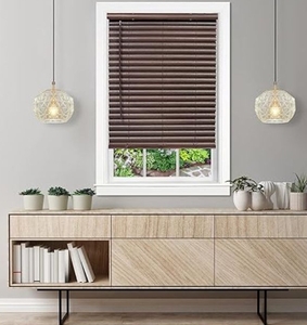 lot 36327 image: Achim Home Furnishing Cordless GII Luna 2 Slat Mahogany Venetian Window Blinds 43 W x 64 L