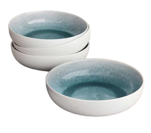 lot 41228 image: Members Mark 4-Piece Stoneware Reactive Pasta Bowl Set Coastal Teal Blue