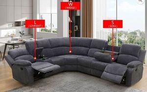 lot 42008 image: Lifestyle Furnitures Max Power Recliner Living Room Set (WEDGE AND SOFA SECTION ONLY, NO LOVESEAT, 2 OF 3 BOXES) Retail $1,620