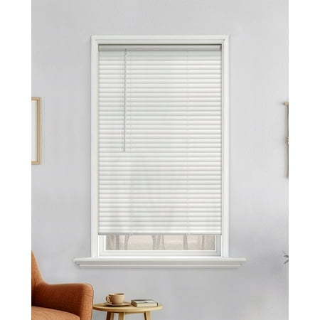 lot 35898 image: Mainstays 1 Cordless Vinyl Light Filtering Mini Blinds  White  48  W x 64  L (Missing Mounting Brackets)
