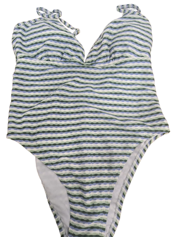 lot 38576 image: Shade and Shore Striped V-Neck Swimsuit -Size M