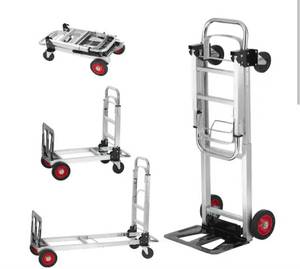 lot 37250 image: VEVOR 2-in-1 Aluminum Folding Hand Truck 400 lbs. Capacity heavy-duty Industrial Collapsible cart with Rubber Wheels