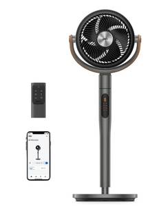 lot 37256 image: DREO Smart Fan for Bedroom, 120°105° Omni-directional Oscillating Standing Fans with Remote, 100ft Quiet Floor Fan for Room, Wi-FiVoiceAlexa, 6 Modes, 8 Speeds, 37-43 Height, 12H Timer, DC Motor - Retail $126