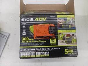lot 39026 image: 40V 300-Watt Portable Battery Inverter Power Source and 40V Battery Charger (Tool Only) - Retail $119