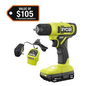 lot 39032 image: RYOBI ONE 18V Cordless 38 in. DrillDriver (TOOL ONLY) - Retail $69