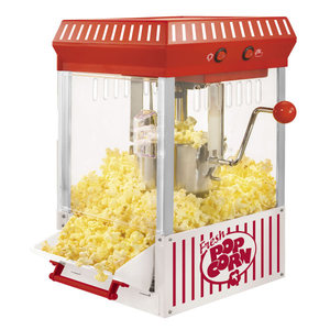 lot 39035 image: Nostalgia Retro 2.5-Ounce Tabletop  Oil Kettle Electric Popcorn Popper Red White Stripe - Retail $184