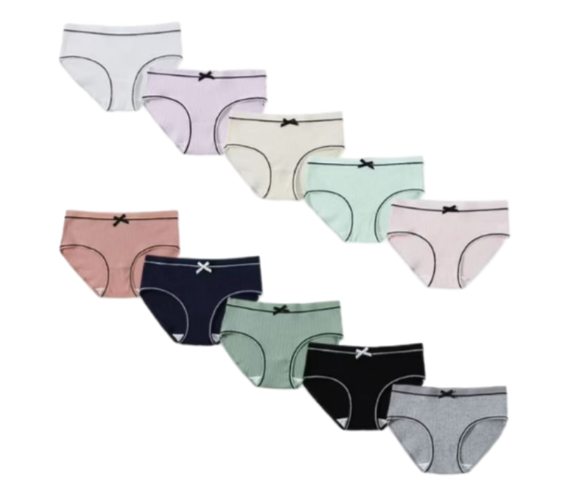 lot 38315 image: 10 Pack Girls Cotton Underwear Hipster Panties for Tweens and Teens Size Medium