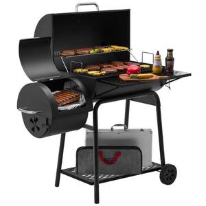 Royal Gourmet 28" Barrel Charcoal Grill with Offset Smoker, Black - Retail: $139