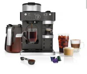 NINJA Espresso and Coffee System, Single-Serve and Nespresso Capsule Compatible, 12- Cup Black Stainless Steel Coffee Maker - Retail: $279