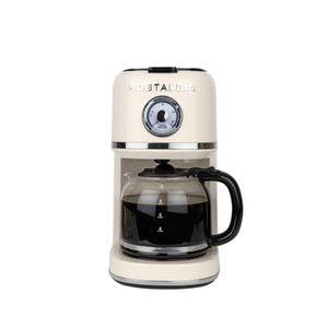lot 40240 image: Nostalgia Retro Coffee Maker  10-Cup One Button Brewing Classic Coffee Machine with Reusable Filter  Cream - Retail $123