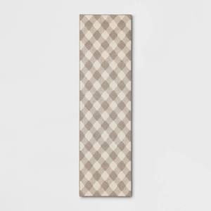 lot 41273 image: 24x7 Gingham Washable Runner Rug Heathered GrayIvory - Threshold