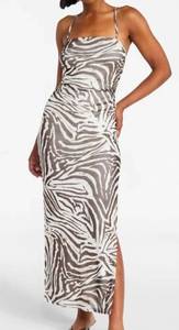 lot 41296 image: Zebra Print Maxi Dress with Adjustable Straps -Size S