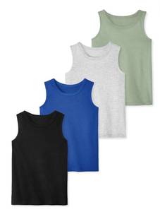 lot 41300 image: Garanimals Newborn, Baby & Toddler Boy Cotton Solid Tank Tops, 4-Pack, Size 5T