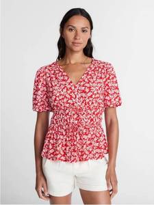 lot 41312 image: Time and Tru Womens and Womens Plus V-Neck Shirred Peplum Top, -Size XL