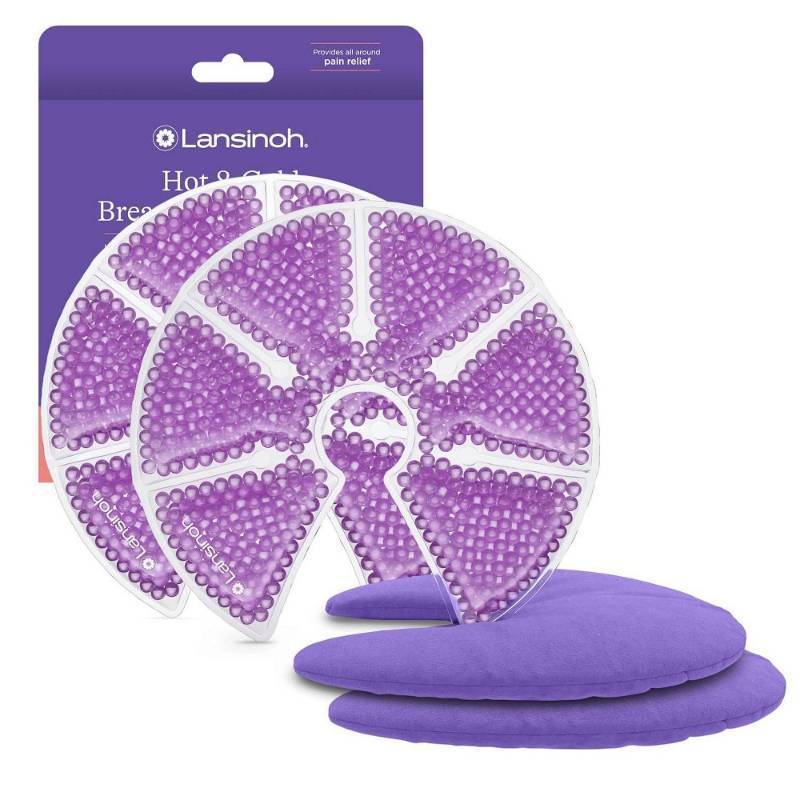 lot 38749 image: Lansinoh Therapy Packs with Soft Covers, Hot and Cold Breast Pads - 2pk Contoured Fit, 6 Inch Diameter