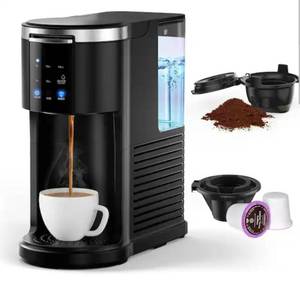 lot 37291 image: COWSAR Coffee Machine 2-in-1 Single Serve Cup Drip Coffee Maker, for K-Cup Coffee Capsule Pod, Coffee Powder in Black - Retail $50