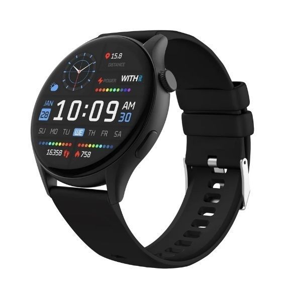 lot 33840 image: WITHit Unisex Deca Smartwatch with AMOLED Display, Black (NOT POWERING ON)