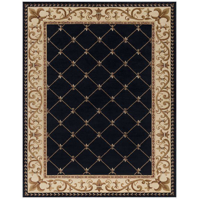 lot 35997 image: Tayse Sensation Area Rug SNS4883 Traditional Black Swirls Lines 23 x 10 Rectangle (stock pic is different shape)- Retail $220