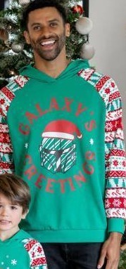 lot 201 image: Baby Yoda Galaxy Print Long Sleeve Mens Loose Fit, Red Green Sizes X-Large