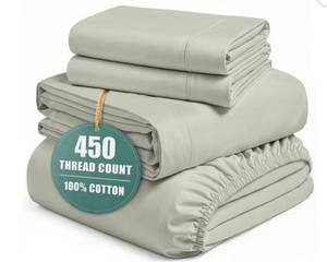 lot 37322 image: Casa Platino California King Size 5-Piece Bed Sheets 450 Thread Count 100% Cotton, Soft & Cooling Sateen Weave, 15 Deep Pocket, Fade-Resistant Hotel Bedding - Moonstruck