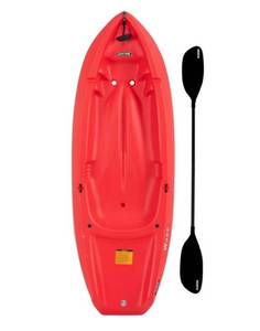 Lifetime Wave 6 ft Youth Sit-On-Top Kayak with Paddle, Fire Red - Retail: $104