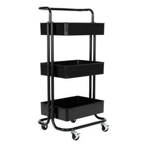 lot 40302 image: Seville Classics 3-Tier Steel Cart with Handle - Black