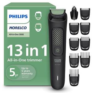 lot 41359 image: Philips Norelco All-In-One 3000 Series 13 In 1 Trimmer  Beard Styler & Men S Hair Clipper  9 Length Settings & Self-Sharpening Skin-Friendly Blades  MG391950