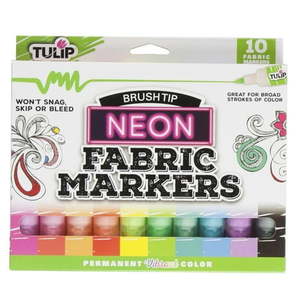 lot 41370 image: Tulip Fabric Markers Brush Tip 10 Pack Neon  Permanent  Great for Broad Strokes