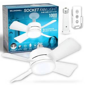 lot 41372 image: Bell  Howell Socket Breeze Fan Light 4 Blades 1000 Lumens Light 15  White Socket Fan Light