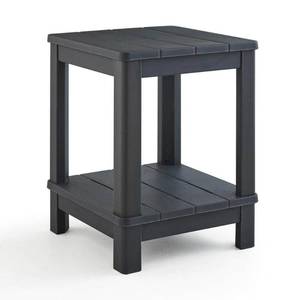 lot 41383 image: Deluxe 20 in. Resin Graphite Square Patio Side Table With Storage SCRATCHES (SEE PICTURES)