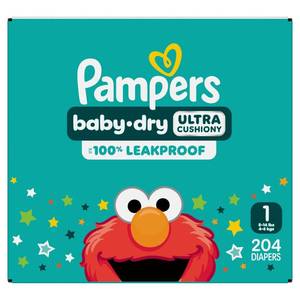 lot 42018 image: Pampers Baby Dry Diapers Pack- Size 1 - 204ct