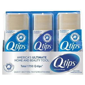 lot 42047 image: Q-tips Cotton Swabs (625 Count 2 Pack 500 Count 1 Pack)
