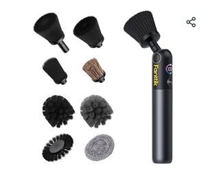 lot 42073 image: 4Fanttik Flip G10 Nano AutoCare Cordless Electric Car Interior Detailing Brush, Dual-Speed with 8 Brush Heads, Adjustable Angle & Smart Display, IPX7 Waterproof for Deep Car Cleaning - Retail $65