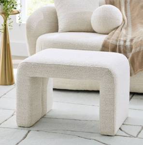 lot 37330 image: Better Homes & Gardens Juliet Waterfall Boucle Ottoman, Ivory - Retail $87