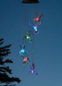 lot 37336 image: Mainstays Outdoor 30H Solar Hummingbird Plastic Mobile Chime