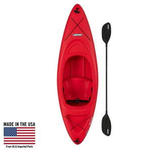 lot 37350 image: Lifetime Pacer 8ft Sit-Inside Kayak with Paddle, Fire Red (91036) - Retail $500