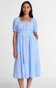 lot 41406 image: Time and Tru Blue Dotted Midi Dress Size XL