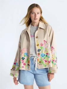 lot 41459 image: Free Assembly Womens and Womens Plus Short Embroidered Trench Coat, Size XL