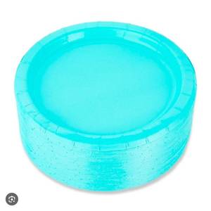 lot 42081 image: Turquoise Blue paper plates 85 count