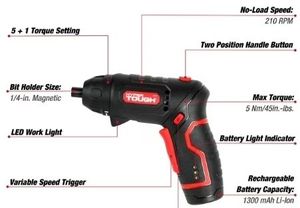 lot 42084 image: Hyper Tough 4V Cordless Rotating Screwdriver with Charging Cable