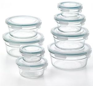 lot 42096 image: Members Mark 16-Piece Round Shape Glass Food Storage Set by Glasslock